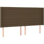 vidaXL Hoofdbord met randen 203x16x118/128 cm stof donkerbruin