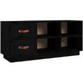 vidaXL Schoenenbank 100x34x45 cm massief grenenhout zwart