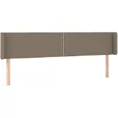 vidaXL Hoofdbord met randen 203x16x78/88 cm stof taupe