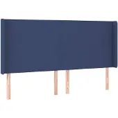 vidaXL Hoofdbord met randen 163x16x118/128 cm stof blauw
