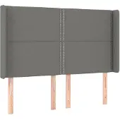 vidaXL Hoofdbord met randen 147x16x118/128 cm stof donkergrijs
