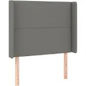 vidaXL Hoofdbord met randen 103x16x118/128 cm stof donkergrijs