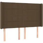 vidaXL Hoofdbord met randen 147x16x118/128 cm stof donkerbruin