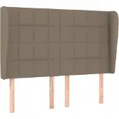 vidaXL Hoofdbord met randen 147x23x118/128 cm stof taupe