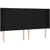 vidaXL Hoofdbord met randen 203x16x118/128 cm stof zwart