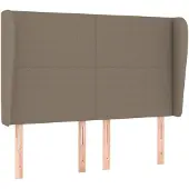 vidaXL Hoofdbord met randen 147x23x118/128 cm stof taupe