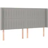 vidaXL Hoofdbord met randen 163x16x118/128 cm stof lichtgrijs