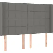 vidaXL Hoofdbord met randen 147x16x118/128 cm stof donkergrijs