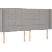 vidaXL Hoofdbord met randen 203x16x118/128 cm stof lichtgrijs