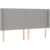 vidaXL Hoofdbord met randen 203x16x118/128 cm stof lichtgrijs