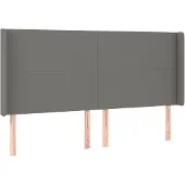 vidaXL Hoofdbord met randen 163x16x118/128 cm stof donkergrijs