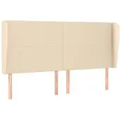 vidaXL Hoofdbord met randen 203x23x118/128 cm stof crèmekleurig