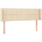 vidaXL Hoofdbord met randen 147x16x78/88 cm stof crèmekleurig