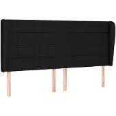 vidaXL Hoofdbord met randen 183x23x118/128 cm stof zwart