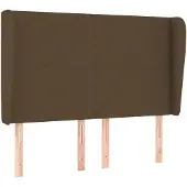 vidaXL Hoofdbord met randen 147x23x118/128 cm stof donkerbruin