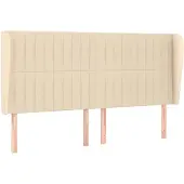 vidaXL Hoofdbord met randen 203x23x118/128 cm stof crèmekleurig