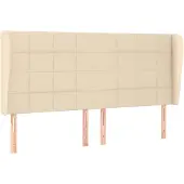 vidaXL Hoofdbord met randen 203x23x118/128 cm stof crèmekleurig