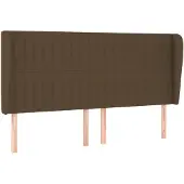 vidaXL Hoofdbord met randen 203x23x118/128 cm stof donkerbruin