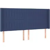 vidaXL Hoofdbord met randen 203x16x118/128 cm stof blauw
