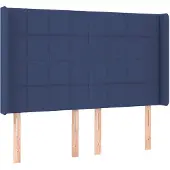 vidaXL Hoofdbord met randen 147x16x118/128 cm stof blauw