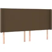vidaXL Hoofdbord met randen 183x16x118/128 cm stof donkerbruin