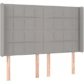 vidaXL Hoofdbord met randen 147x16x118/128 cm stof lichtgrijs
