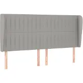 vidaXL Hoofdbord met randen 203x23x118/128 cm stof lichtgrijs