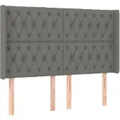 vidaXL Hoofdbord met randen 163x16x118/128 cm stof donkergrijs