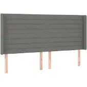 vidaXL Hoofdbord met randen 183x16x118/128 cm stof donkergrijs