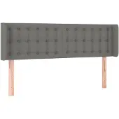 vidaXL Hoofdbord met randen 147x16x78/88 cm stof donkergrijs
