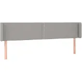 vidaXL Hoofdbord met randen 183x16x78/88 cm stof lichtgrijs