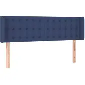 vidaXL Hoofdbord met randen 147x16x78/88 cm stof blauw