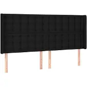 vidaXL Hoofdbord met randen 183x16x118/128 cm stof zwart