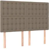 vidaXL Hoofdbord taupe 144x5x118/128 cm Stof