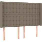 vidaXL Hoofdbord met randen 147x16x118/128 cm stof taupe
