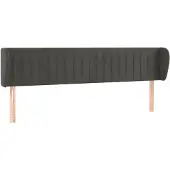 vidaXL Hoofdbord met randen 203x23x78/88 cm fluweel donkergrijs