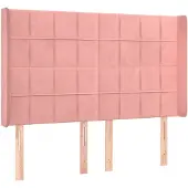 vidaXL Hoofdbord met randen 147x16x118/128 cm fluweel roze