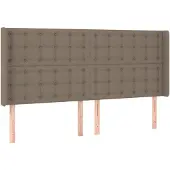 vidaXL Hoofdbord met randen 203x16x118/128 cm stof taupe