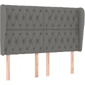 vidaXL Hoofdbord met randen 147x23x118/128 cm stof donkergrijs