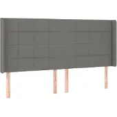 vidaXL Hoofdbord met randen 163x16x118/128 cm stof donkergrijs