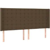vidaXL Hoofdbord met randen 203x16x118/128 cm stof donkerbruin
