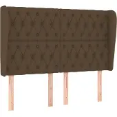 vidaXL Hoofdbord met randen 163x23x118/128 cm stof donkerbruin