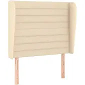 vidaXL Hoofdbord met randen 103x23x118/128 cm stof crèmekleurig