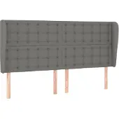vidaXL Hoofdbord met randen 163x23x118/128 cm stof donkergrijs