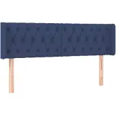 vidaXL Hoofdbord met randen 163x16x78/88 cm stof blauw