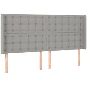vidaXL Hoofdbord met randen 163x16x118/128 cm stof lichtgrijs