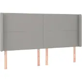 vidaXL Hoofdbord met randen 203x16x118/128 cm stof lichtgrijs