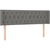 vidaXL Hoofdbord met randen 147x16x78/88 cm stof donkergrijs