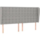 vidaXL Hoofdbord met randen 163x23x118/128 cm stof lichtgrijs