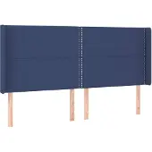 vidaXL Hoofdbord met randen 203x16x118/128 cm stof blauw